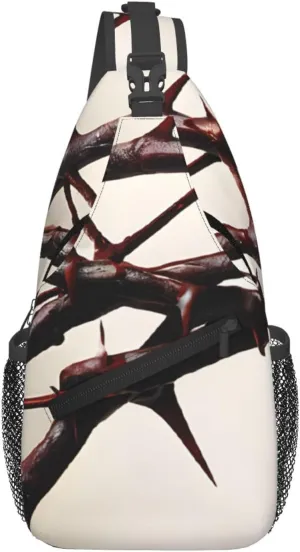 Men's Cross Chest Bag Diagonally(Crown of thorns), Crossbody Shoulder Bag Travel Hiking Daypack for Women