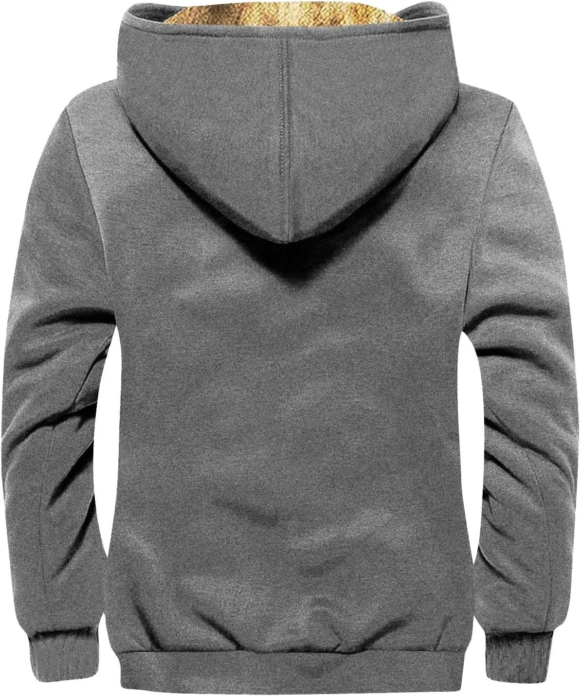Mens Fuzzy Sherpa Jacket Long Sleeve Fleece Zip Up Coat Parka Warm Over Outerwear Windbreaker Casual Hoodies Hooded