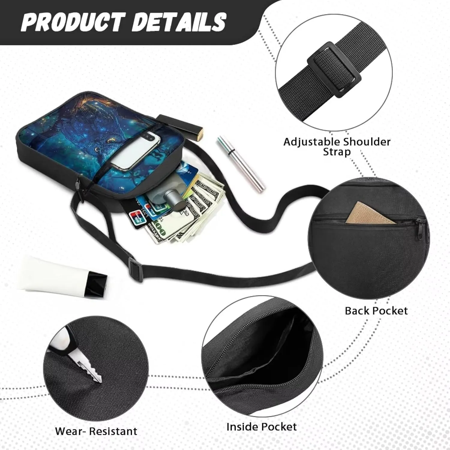 Messenger Bag for Women, Waterproof Crossbody Shoulder Bag for Men, Lightweight Sling Chest Bag