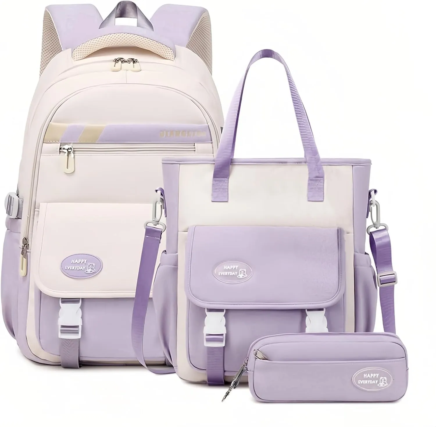 Mildame Backpacks for Girls Set, Aesthetic Backpack for Teens, Lightweight Classic Backpack for Kids, 3Pcs Boys Girls Bookbags with Cute Pendant