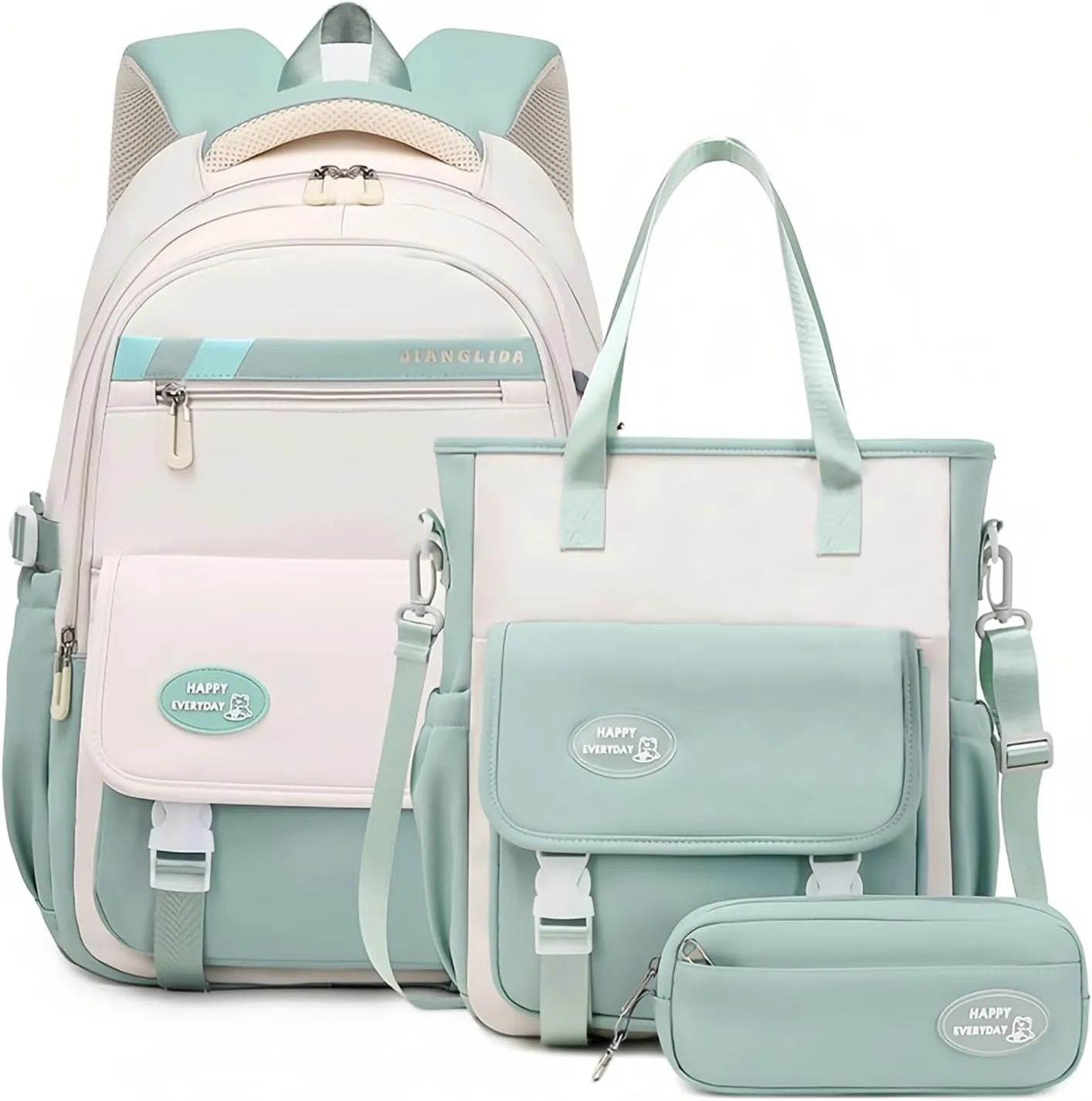 Mildame Backpacks for Girls Set, Aesthetic Backpack for Teens, Lightweight Classic Backpack for Kids, 3Pcs Boys Girls Bookbags with Cute Pendant