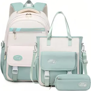 Mildame Backpacks for Girls Set, Aesthetic Backpack for Teens, Lightweight Classic Backpack for Kids, 3Pcs Boys Girls Bookbags with Cute Pendant