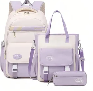 Mildame Backpacks for Girls Set, Aesthetic Backpack for Teens, Lightweight Classic Backpack for Kids, 3Pcs Boys Girls Bookbags with Cute Pendant