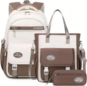 Mildame Backpacks for Girls Set, Aesthetic Backpack for Teens, Lightweight Classic Backpack for Kids, 3Pcs Boys Girls Bookbags with Cute Pendant