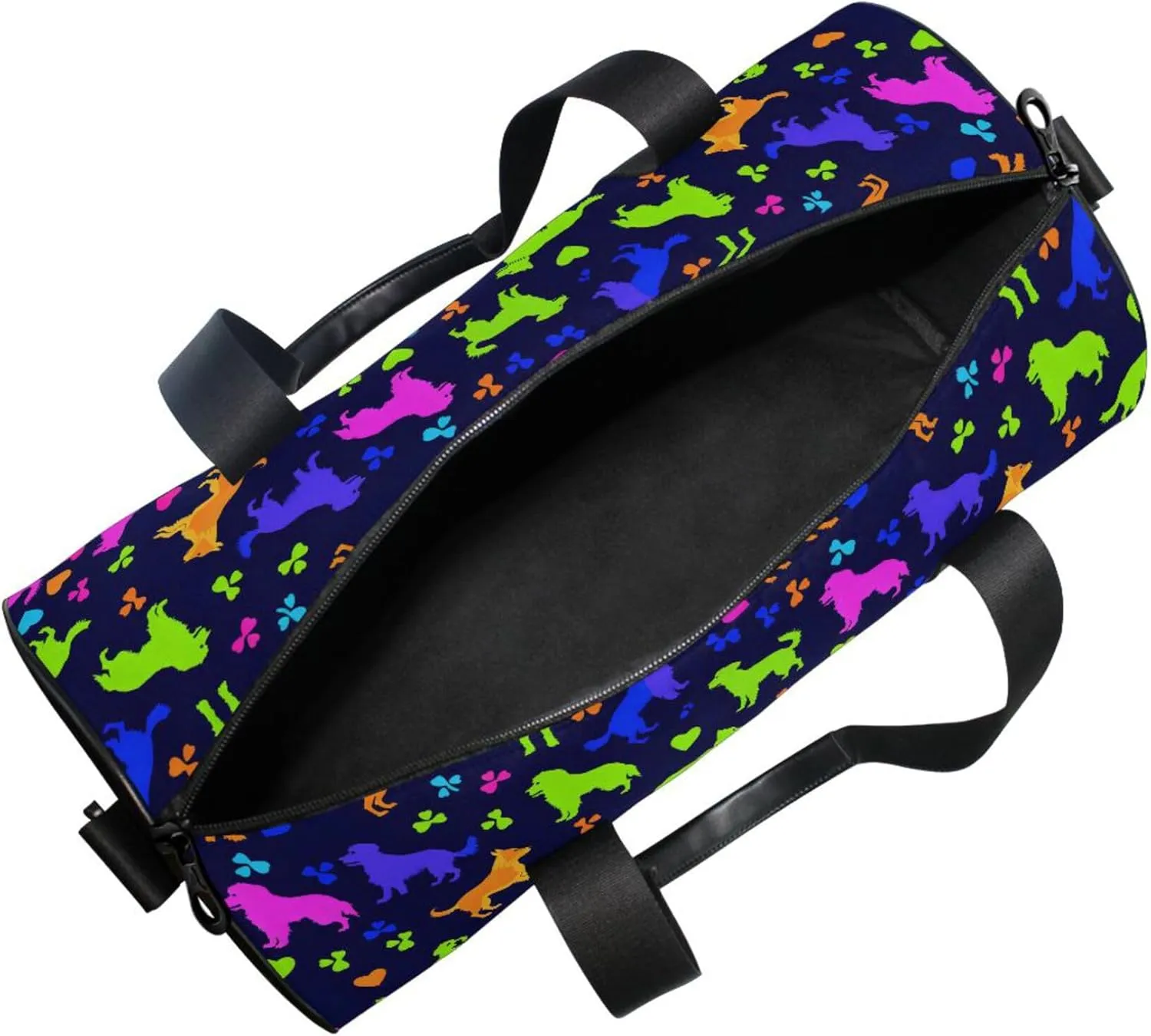 MNSRUU Sports Duffel Bags, Multicolor Dogs Hearts and Paw Athletic Gym Bag Overnight Workout Travel Tote Luggage for Men Women Yoga
