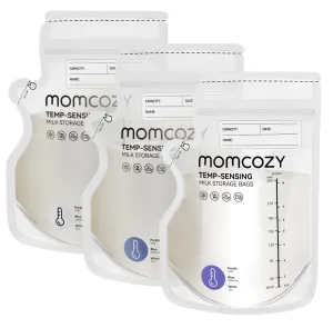 Momcozy Breastmilk Storage Bag, 8Oz, Temp-Sensing Color Change, 200 Count Milk Storage Bags Breastmilk with Pour Spout, Milk Bag with Self Standing for Breastfeeding, No Leak Presterilized for Freezer
