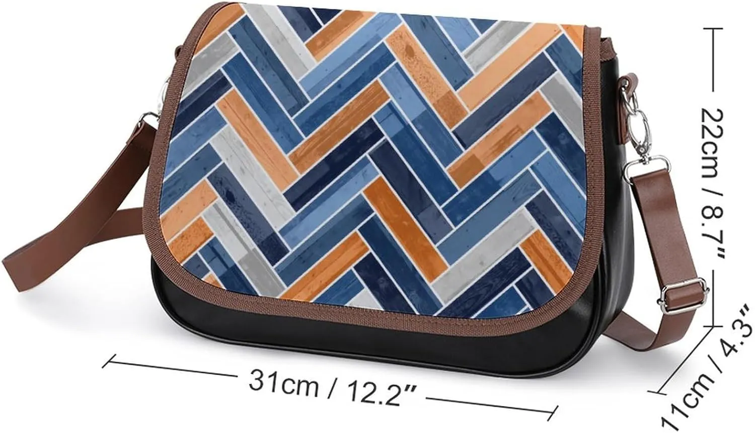 Mother Pearl Tiles Leather Shoulder Bag with Detachable Shoulder Strap Versatile for Daily Use