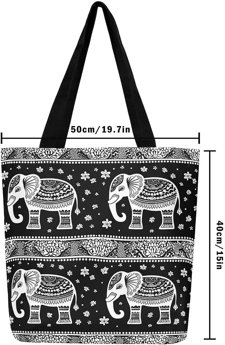 Mountain River Canvas Tote Bag for Women,Pineforest Waterproof Beach Bag Trees Gold Sun Lake Shoulder Bag