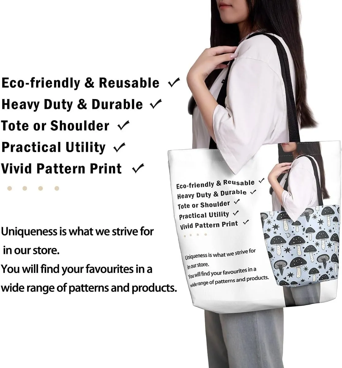 Mountain River Canvas Tote Bag for Women,Pineforest Waterproof Beach Bag Trees Gold Sun Lake Shoulder Bag