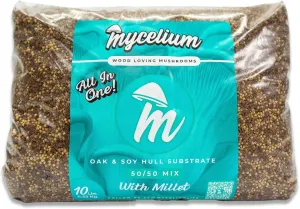 Mycelium Mushroom Growing Kit I Oak & Soy Hull Substrate with Millet Grain I High Yield Proprietary Mix I All-in-One Organic Mushroom Grow Bag for Starter & Pro Home Growers, 10lbs