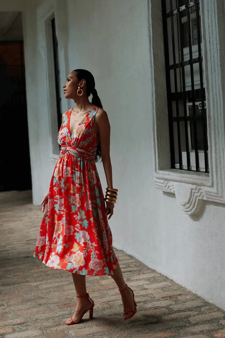 Natori Amanpulo Obi Silk Beaded Dress