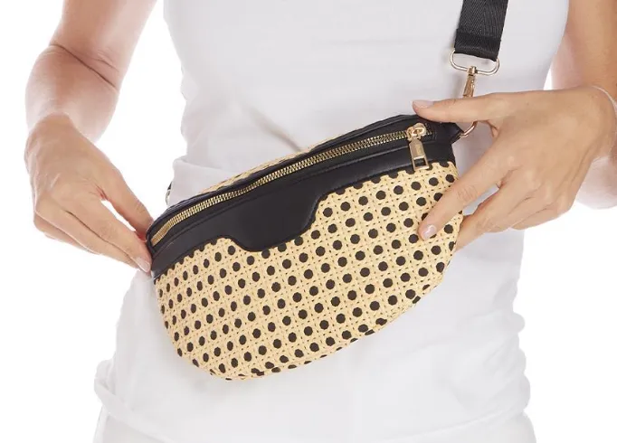 Natural Cane Crossbody Sling Bag