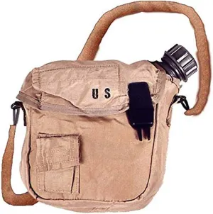 Never Issued 2 Qt OD Canteen with 2 Qt Desert Canteen Cover, Plastic