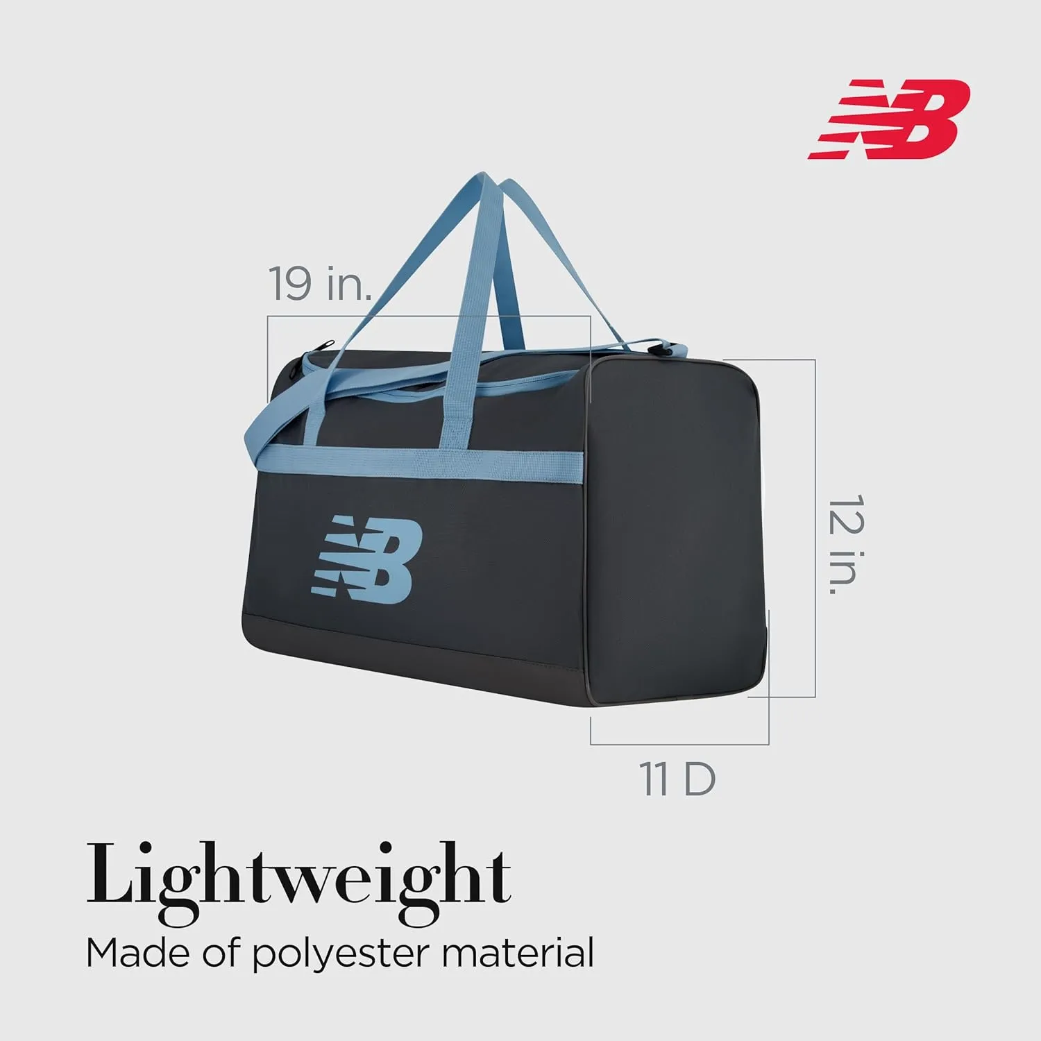 New Balance Duffel Bag, Small Carry On Gym Travel Luggage with Carrier Handles and Adjustable Shoulder Strap