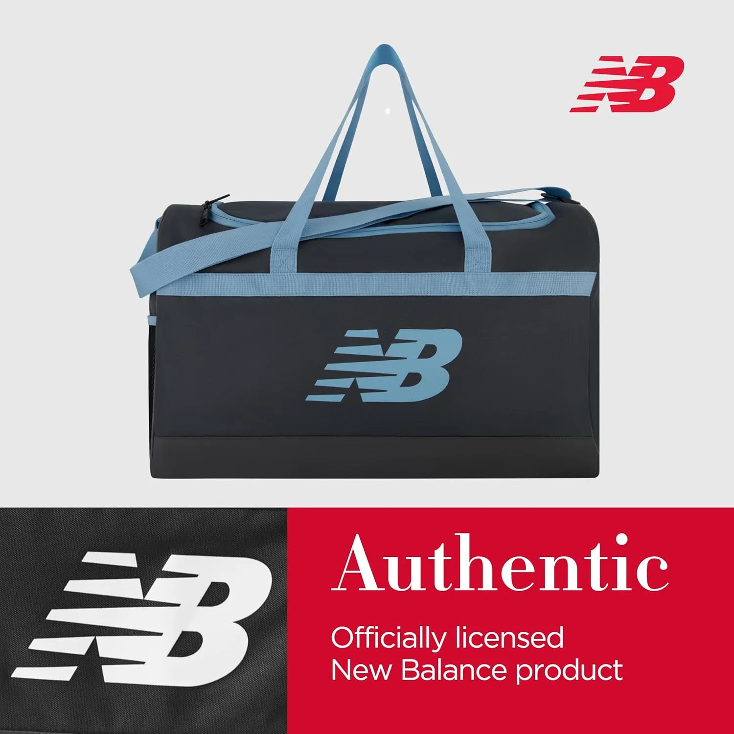 New Balance Duffel Bag, Small Carry On Gym Travel Luggage with Carrier Handles and Adjustable Shoulder Strap