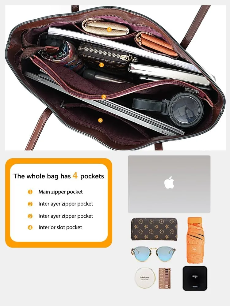 New Coffee Women Handbag 100% Genuine Leather Ladies Shoulder Purse Ladies Black Tote Bag Large Capacity Shopper Bags