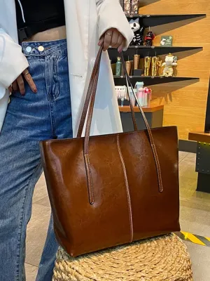 New Coffee Women Handbag 100% Genuine Leather Ladies Shoulder Purse Ladies Black Tote Bag Large Capacity Shopper Bags