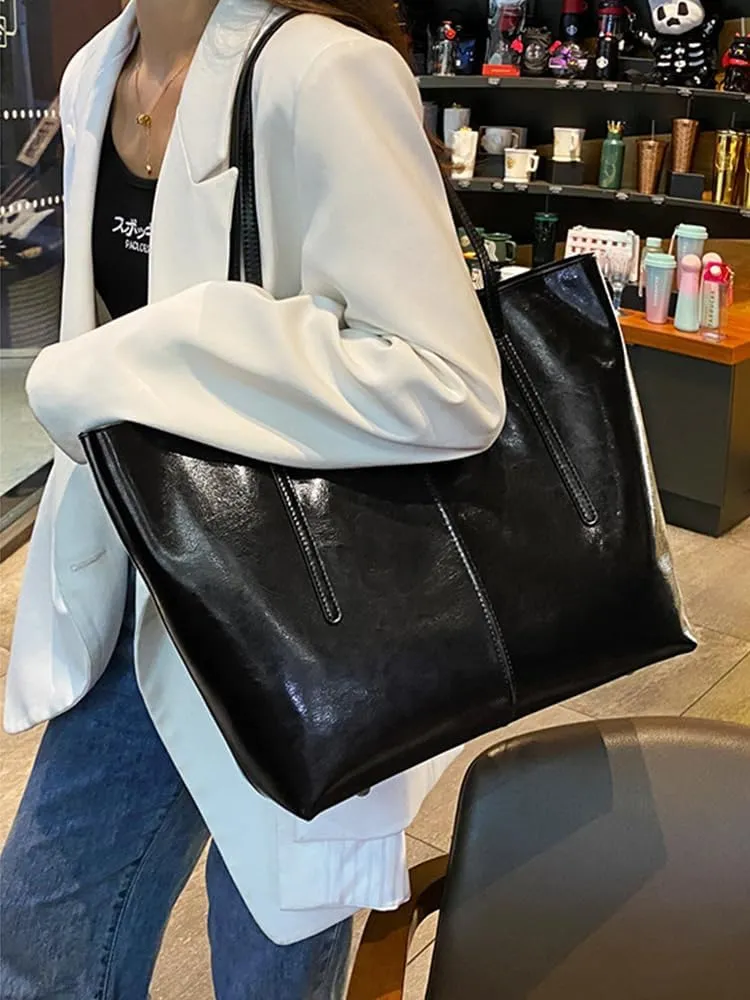 New Coffee Women Handbag 100% Genuine Leather Ladies Shoulder Purse Ladies Black Tote Bag Large Capacity Shopper Bags