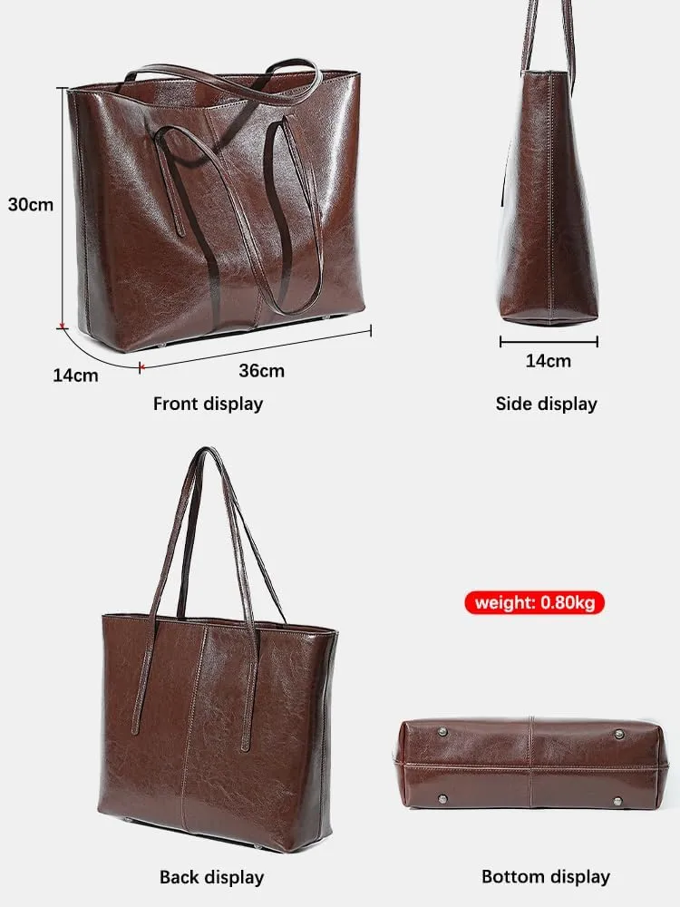New Coffee Women Handbag 100% Genuine Leather Ladies Shoulder Purse Ladies Black Tote Bag Large Capacity Shopper Bags