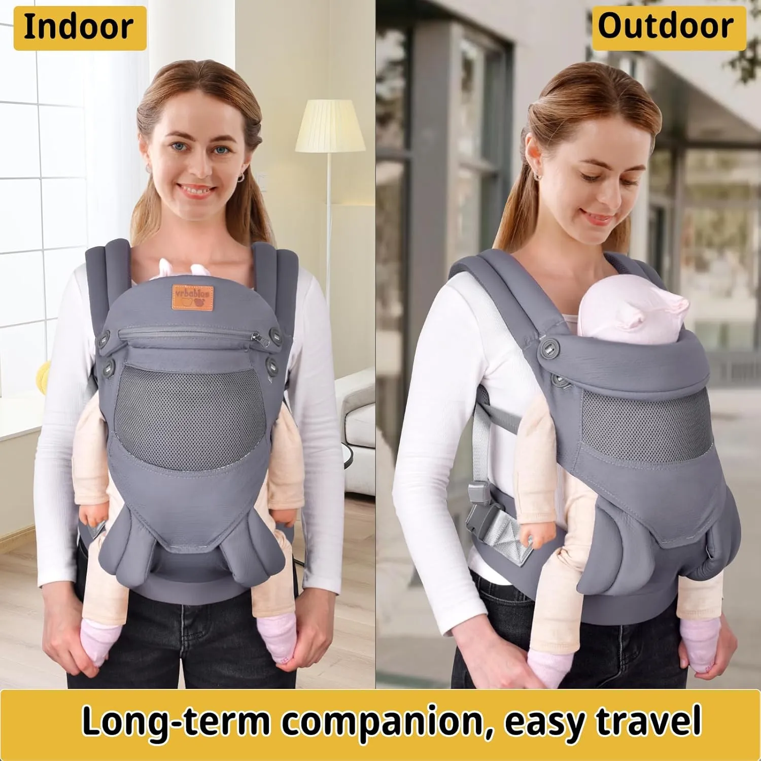 New Upgrade Ergonomic Baby Carrier Newborn Toddler Wrap Carrier,Hands Free Baby Sitting Sling,Breathable,Perfect for Infants/Chest Sling for Babies Shower Gift (Grey, Upgrade-with Belt)