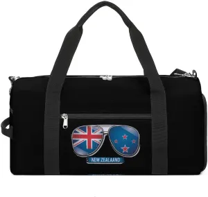 New Zealand Flag Glasses Gym Bag for Men Women Lightweight Duffel Bag Sports Workout Bag for Travel Yoga
