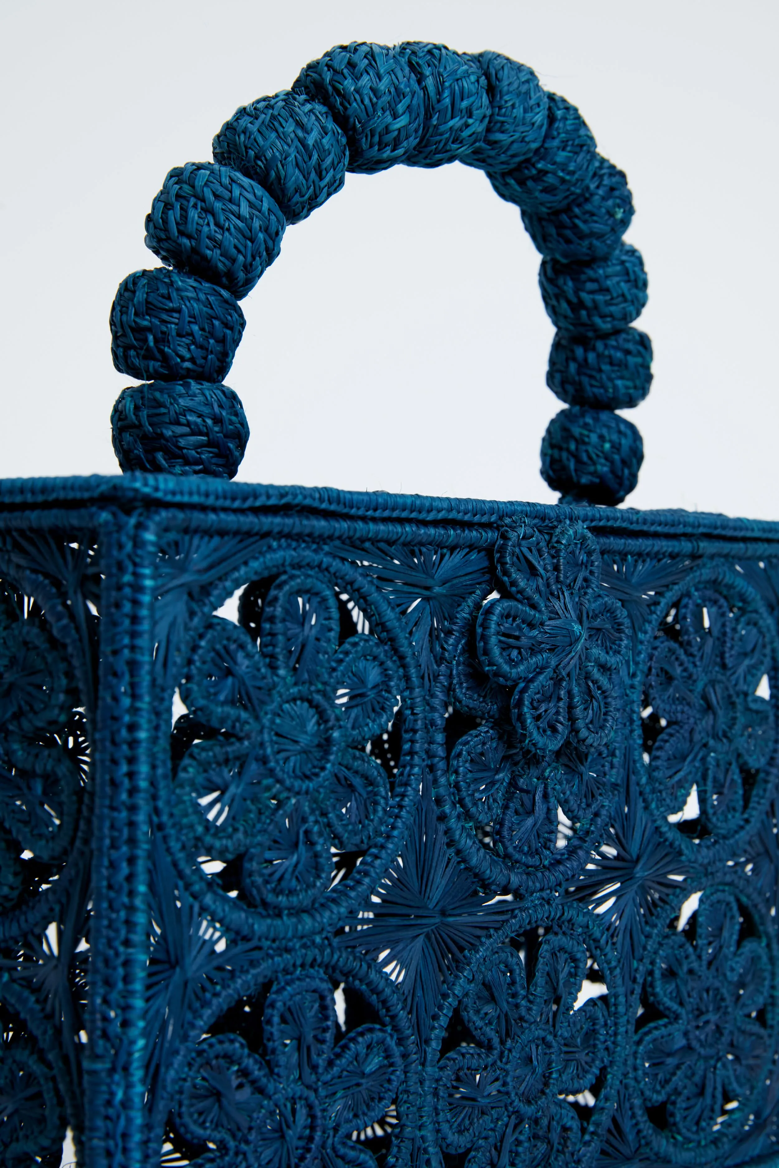Newport Navy Rattan Bloom Clutch