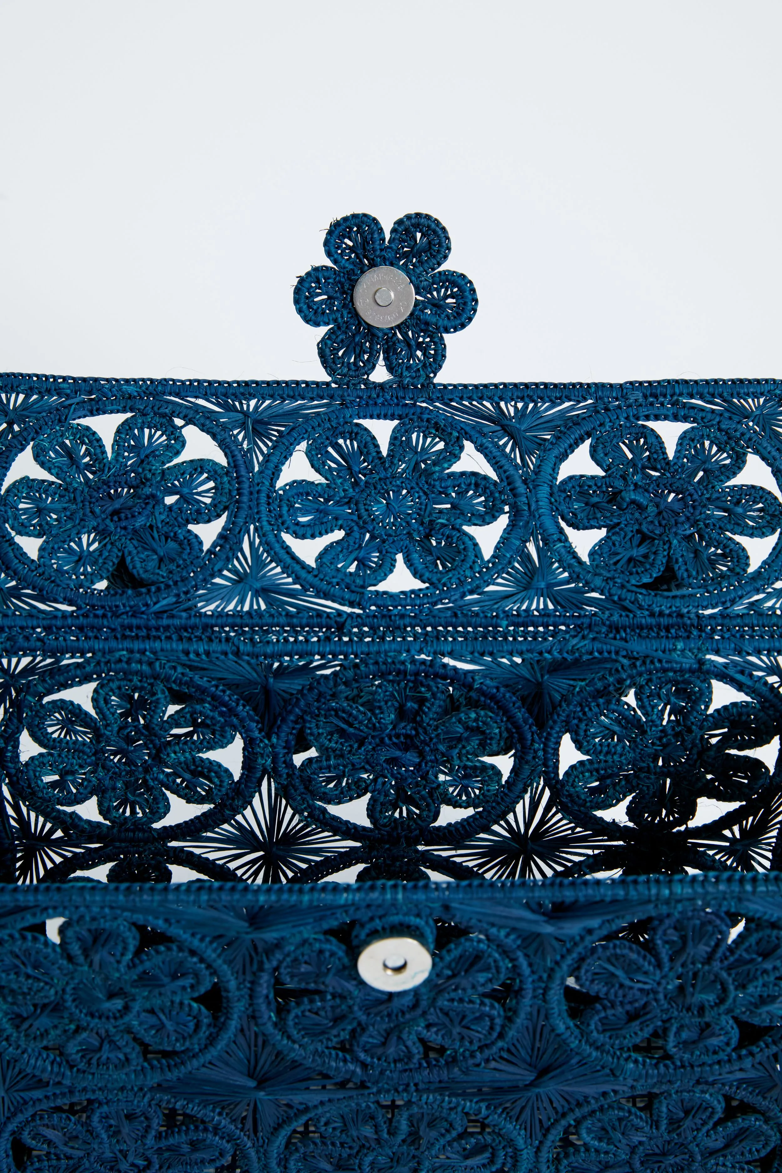 Newport Navy Rattan Bloom Clutch