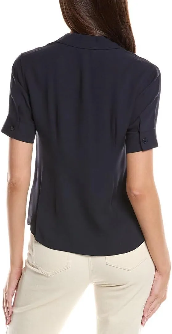 Notch Collar Slim Silk Shirt