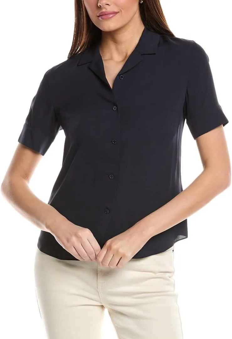 Notch Collar Slim Silk Shirt