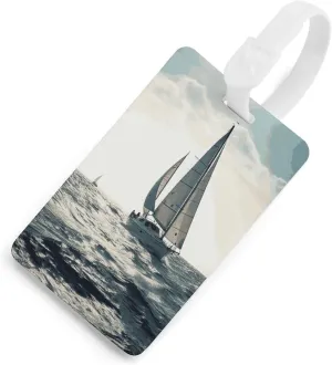 Ocean Sailing Luggage Tags Baggage Card Holder for Suitcases with Privacy Shield Travel Bag Name ID Tag for Men and Women Handbag Backpack White-Style