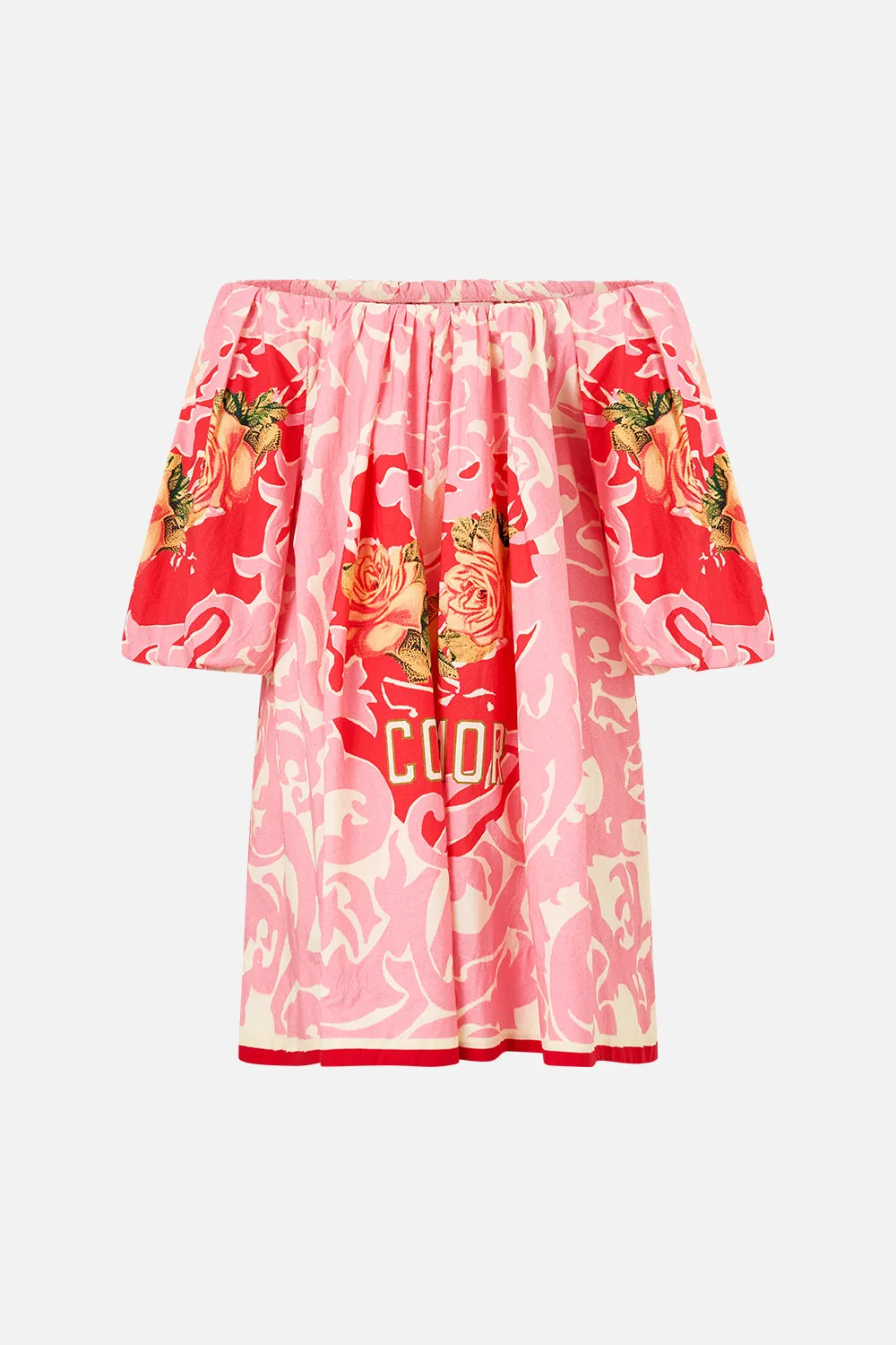 OFF SHOULDER PUFF DRESS PINK PORTO