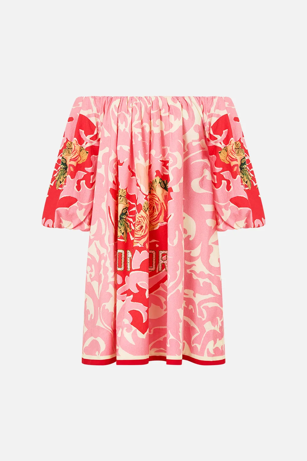 OFF SHOULDER PUFF DRESS PINK PORTO