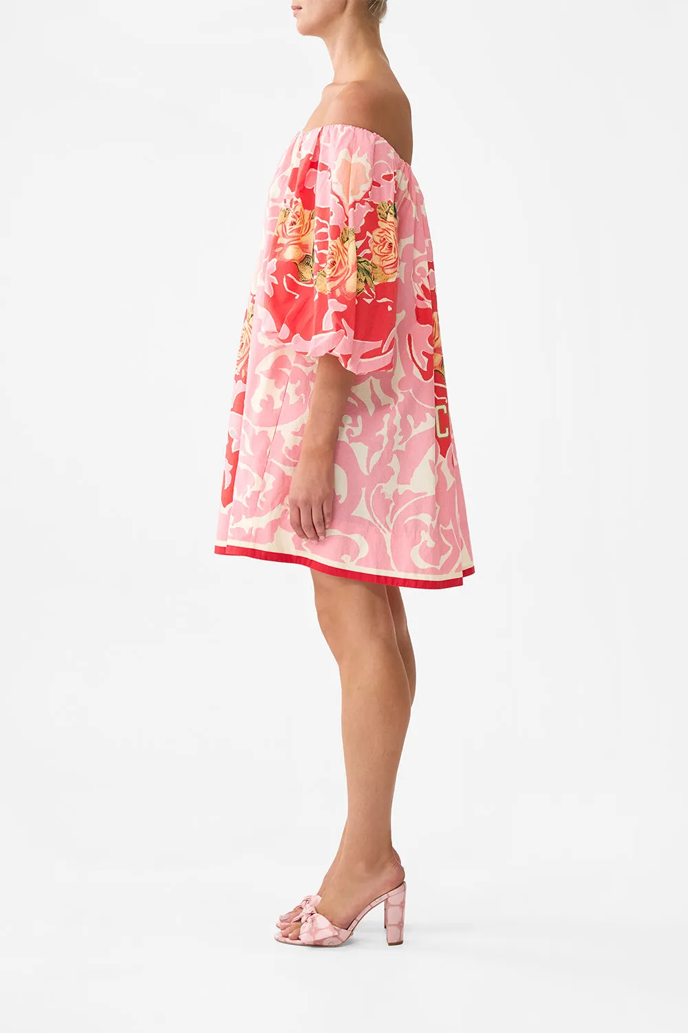 OFF SHOULDER PUFF DRESS PINK PORTO