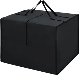 Outdoor Cushion Storage Bag Square Cushion Storage Bags Water Resistant All Weather Protection with Zipper and Handle Garden Furniture Cushion Carrying Bags-81x81x61cm/32"L x 32" W x 24" H (Black)