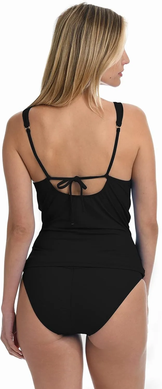 Over the Shoulder Twist Front Tankini Swimsuit Top