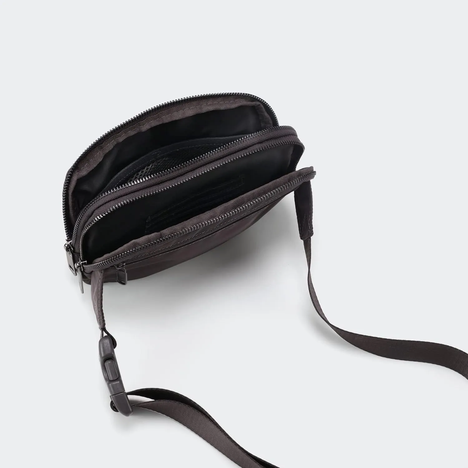 Pander Everywhere Belt Bag for Women, 5 Zipper Pockets Nylon Crossbody Fanny Pack Purse (Dim Grey)