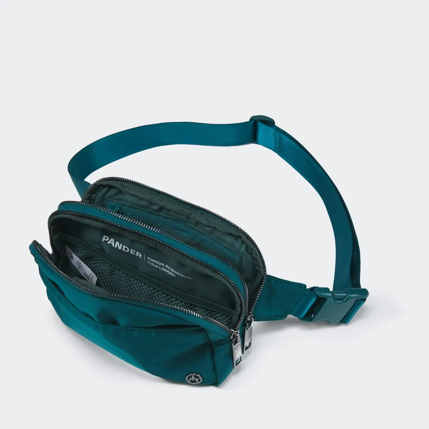 Pander Everywhere Belt Bag for Women, 5 Zipper Pockets Nylon Crossbody Fanny Pack Purse (Teal Blue)