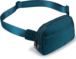 Pander Everywhere Belt Bag for Women, 5 Zipper Pockets Nylon Crossbody Fanny Pack Purse (Teal Blue)