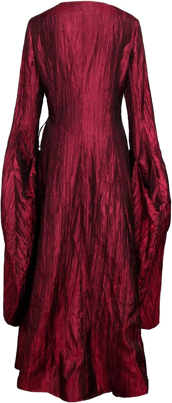 PartyEver The Red Woman Melisandre Cosplay Costume Renaissance Medieval Maxi Dress Victorian Irish Gothic Retro Gown