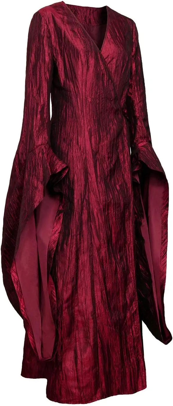 PartyEver The Red Woman Melisandre Cosplay Costume Renaissance Medieval Maxi Dress Victorian Irish Gothic Retro Gown