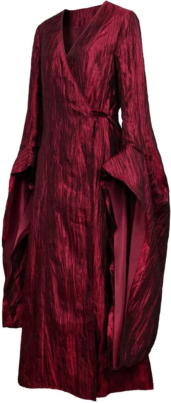 PartyEver The Red Woman Melisandre Cosplay Costume Renaissance Medieval Maxi Dress Victorian Irish Gothic Retro Gown