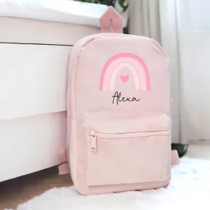 Personalised Pink Rainbow Heart Backpack