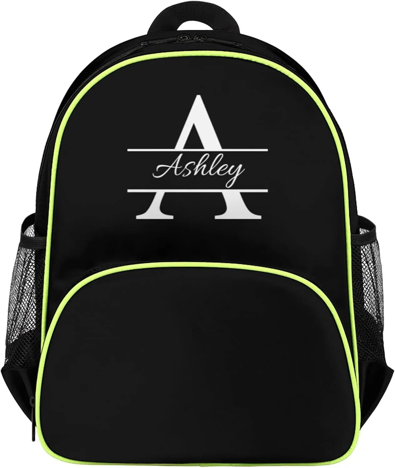 Personalized Backpack with Initial & Name Customized Shoulder Bag for Women Waterproof Travel Casual Daypack Gifts 14.2in, Pure Black