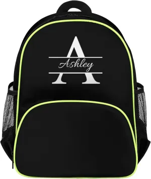 Personalized Backpack with Initial & Name Customized Shoulder Bag for Women Waterproof Travel Casual Daypack Gifts 14.2in, Pure Black