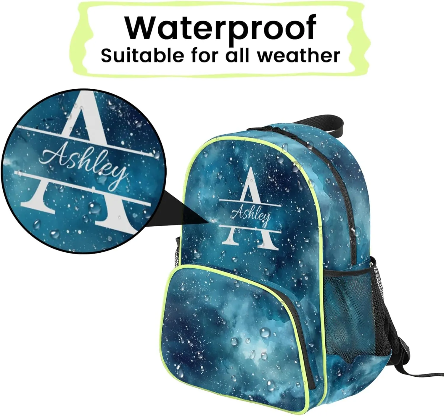 Personalized Backpack with Initial & Name Customized Shoulder Bag for Women Waterproof Travel Casual Daypack Gifts 14.2in, Starry Night Sky