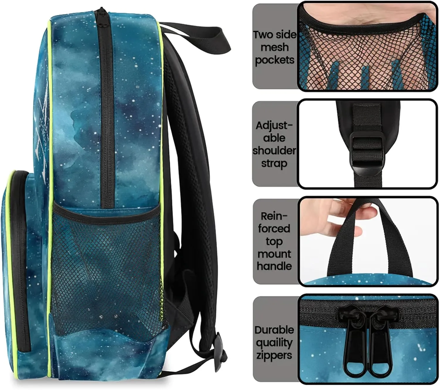 Personalized Backpack with Initial & Name Customized Shoulder Bag for Women Waterproof Travel Casual Daypack Gifts 14.2in, Starry Night Sky