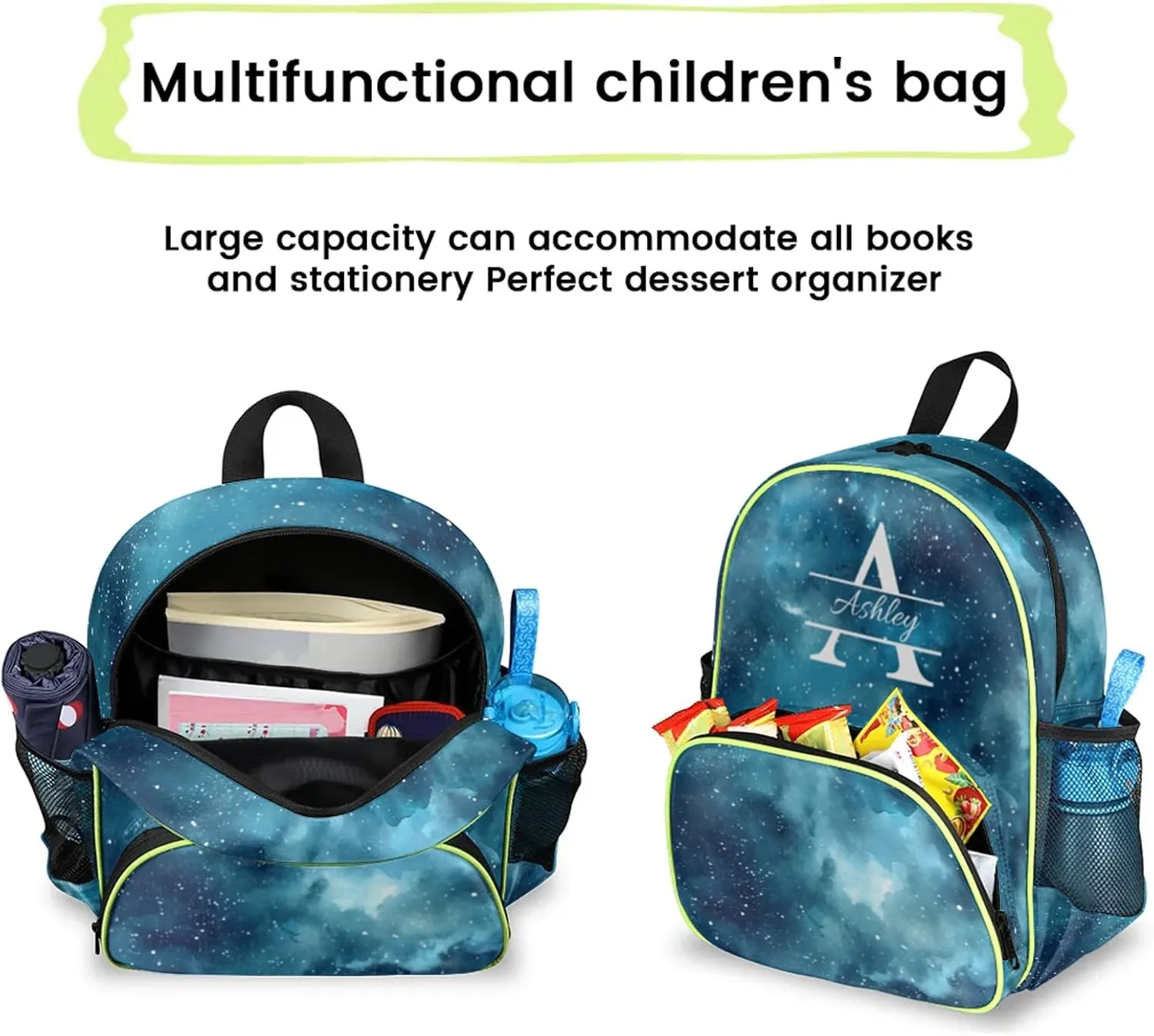 Personalized Backpack with Initial & Name Customized Shoulder Bag for Women Waterproof Travel Casual Daypack Gifts 14.2in, Starry Night Sky