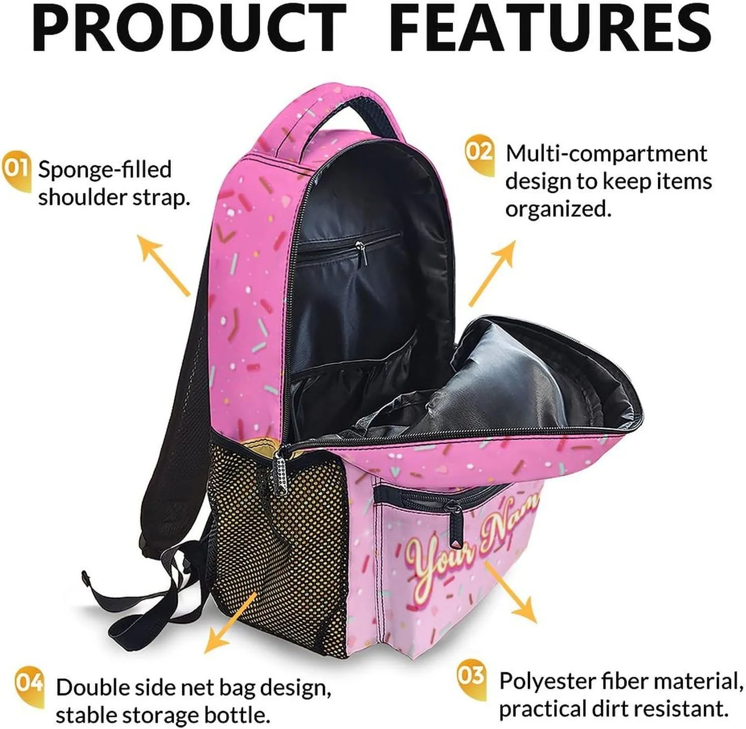 Personalized Unicorn Backpack for Girls, Custom Backpacks for Kids Preschool Kindergarten Primary, Pink Unicorn Gifts for 4-6, 17 Inch Lightweight Bookbag for School Travel