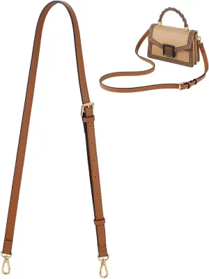 PH PandaHall Leather Purse Strap, 40~53 Inch Crossbody Strap Adjustable Replacement Strap Handle Long Purse Handle Handbag Strap with Golden Buckles for DIY Crochet Bags Shoulder Bags, Brown