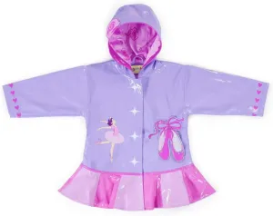Pink Ballerina PU All-Weather Raincoat for Girls w/Rose, Dancer, Hearts, Ballet Shoes